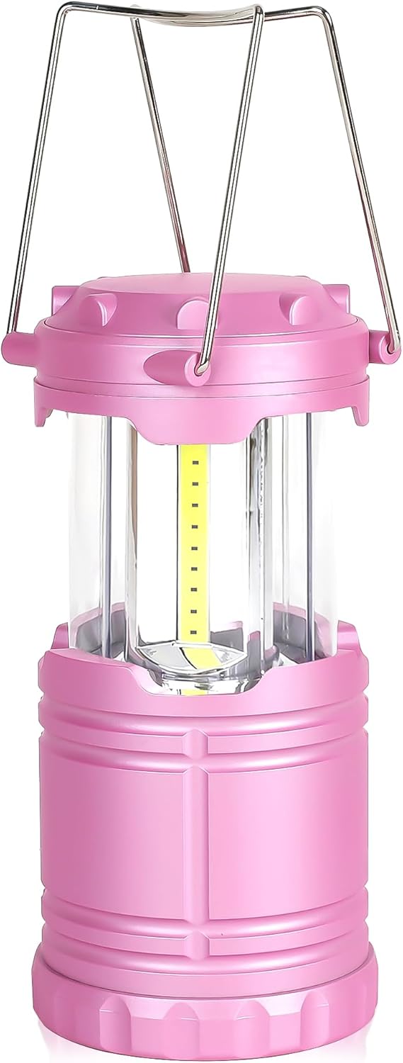 Pink Collapsible Camping Lantern Portable LED Tent Light Handheld Emergency Lamp Waterproof for Hiking, Fishing, Camping, and Power Outages