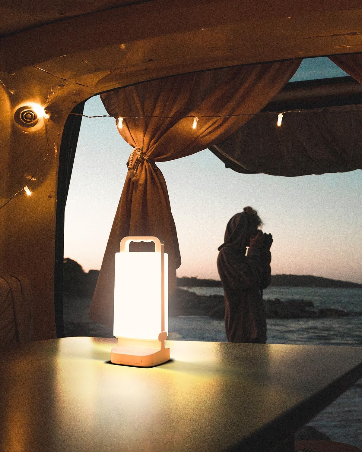 Foldable Solar Camping Lantern Portable Outdoor Emergency Light with Handle & USB Charging