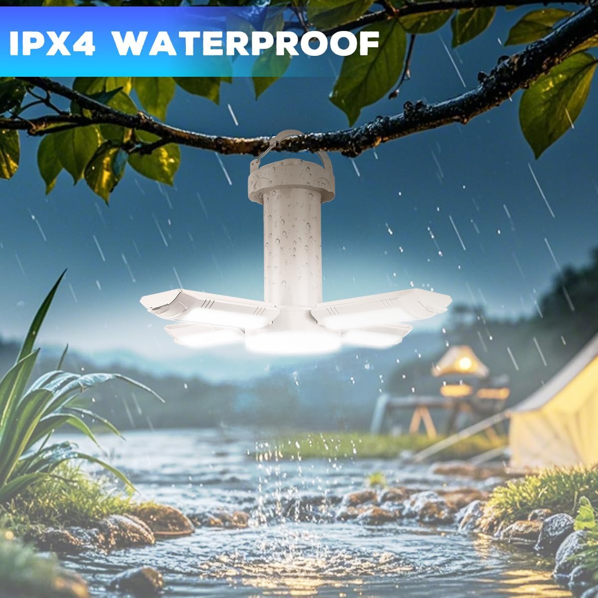 White Collapsible Camping Lantern Portable LED Tent Light Lightweight Emergency Lamp Waterproof for Hiking, Fishing, Camping, and Power Outages