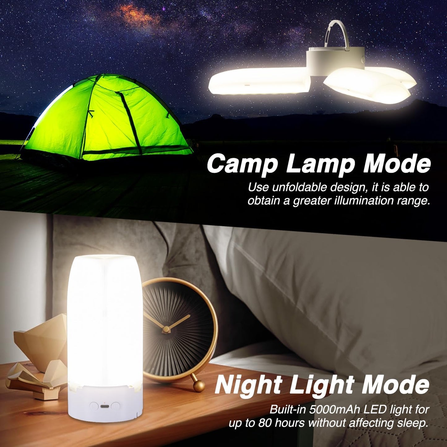 Multifunctional Foldable Camping Light - 3 High - Brightness Sources, Phone Charging, Outdoor Lighting Gadget(Unfolded Size: Diameter 18cm×Height 25cm;Folded Size: Diameter 8cm×Height 12cm )