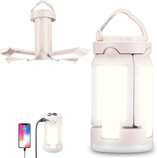 White Collapsible Camping Lantern Portable LED Tent Light Lightweight Emergency Lamp Waterproof for Hiking, Fishing, Camping, and Power Outages