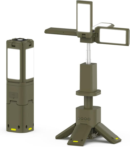 Multifunctional Foldable Camping Light - 180°+360° Rotation, 4 - Color Modes, Magnetic Tripod & Telescopic Stand, Outdoor Lighting Gadget（Light Size: 11inch×2.9inch×4.7inch；Stand: 11inch - 43inch ）