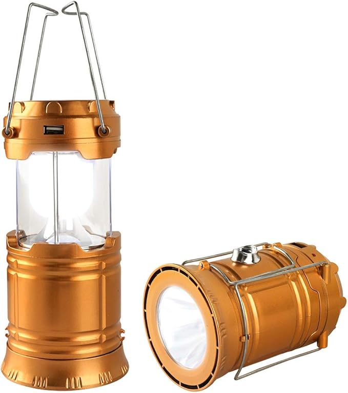 Multifunctional Foldable Camping Lantern Solar & USB Rechargeable LED Tent Light with Flashlight and Power Bank for Outdoor Hiking, Emergency, and Travel