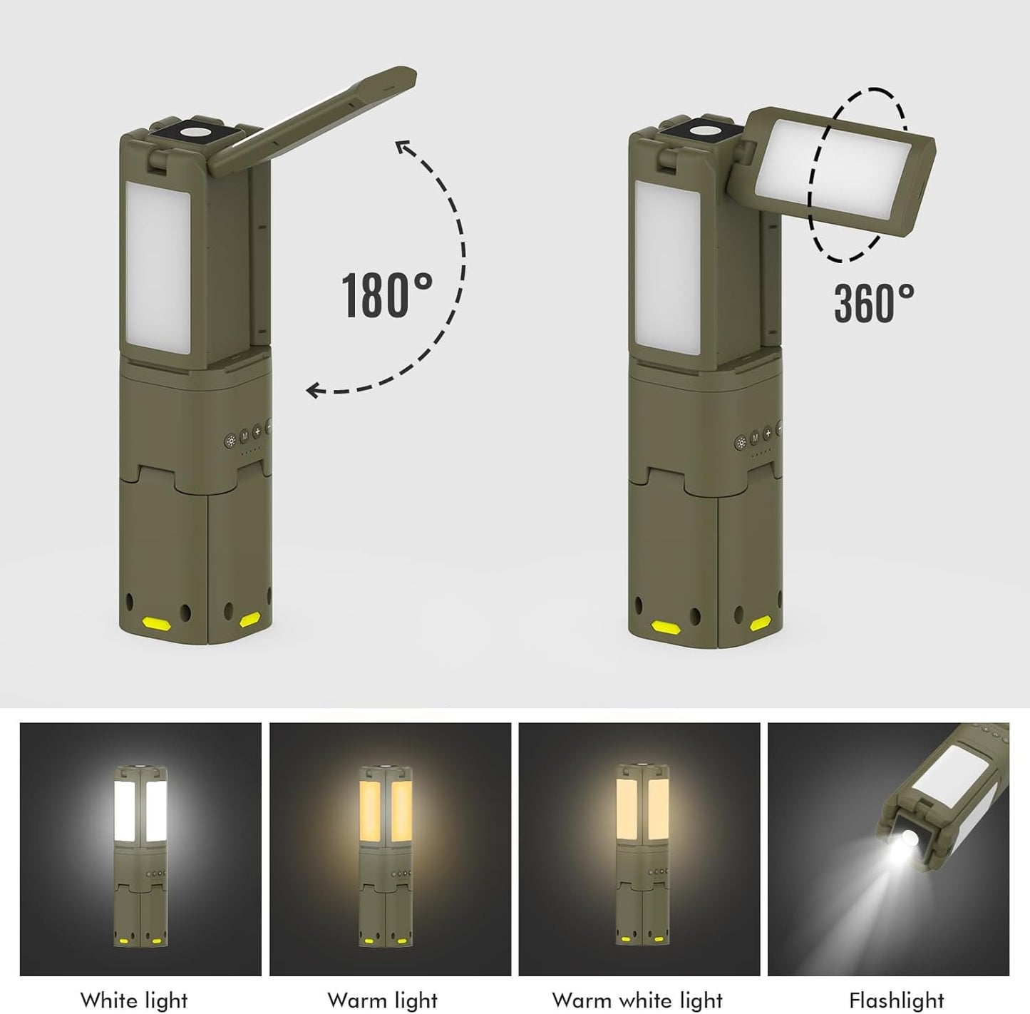 Multifunctional Foldable Camping Light - 180°+360° Rotation, 4 - Color Modes, Magnetic Tripod & Telescopic Stand, Outdoor Lighting Gadget（Light Size: 11inch×2.9inch×4.7inch；Stand: 11inch - 43inch ）