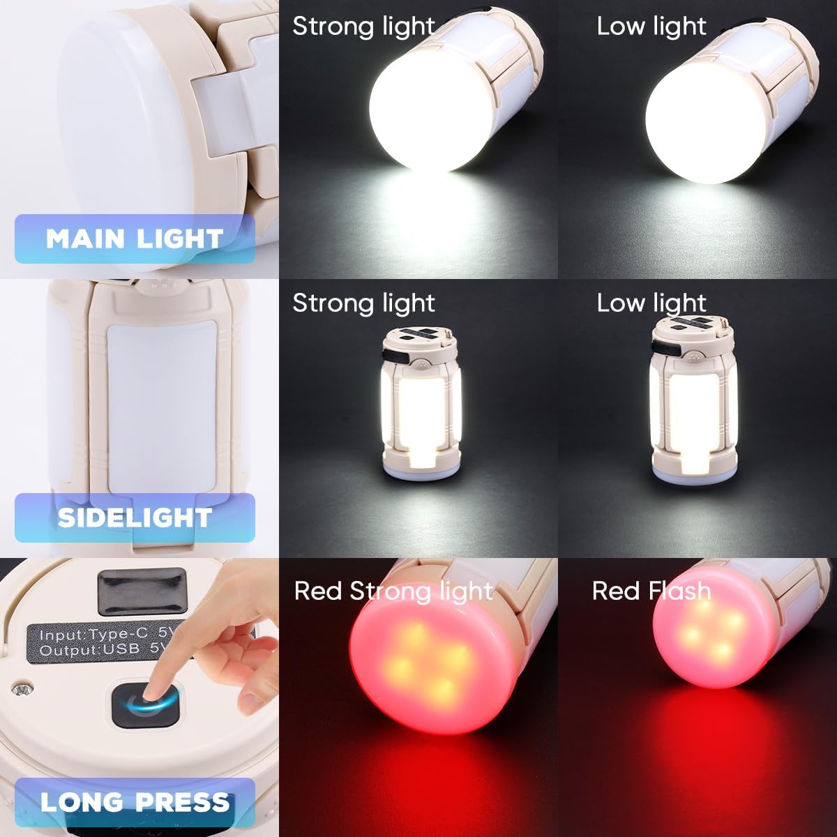 White Collapsible Camping Lantern Portable LED Tent Light Lightweight Emergency Lamp Waterproof for Hiking, Fishing, Camping, and Power Outages