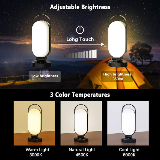 Foldable Camping Light - 5000mAh Solar & Type - C Dual Charging, 3 Color Temperatures & Stepless Dimming, Portable Outdoor Lantern（Unfolded Size: 22cm×10cm×18cm；Folded Size: 22cm×10cm×5cm ）