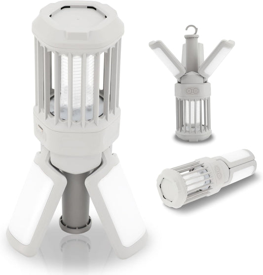 Multifunction Foldable Camping Lantern with Bug Zapper, USB Type-C Rechargeable Portable Tent Light for Outdoor & Emergency Use