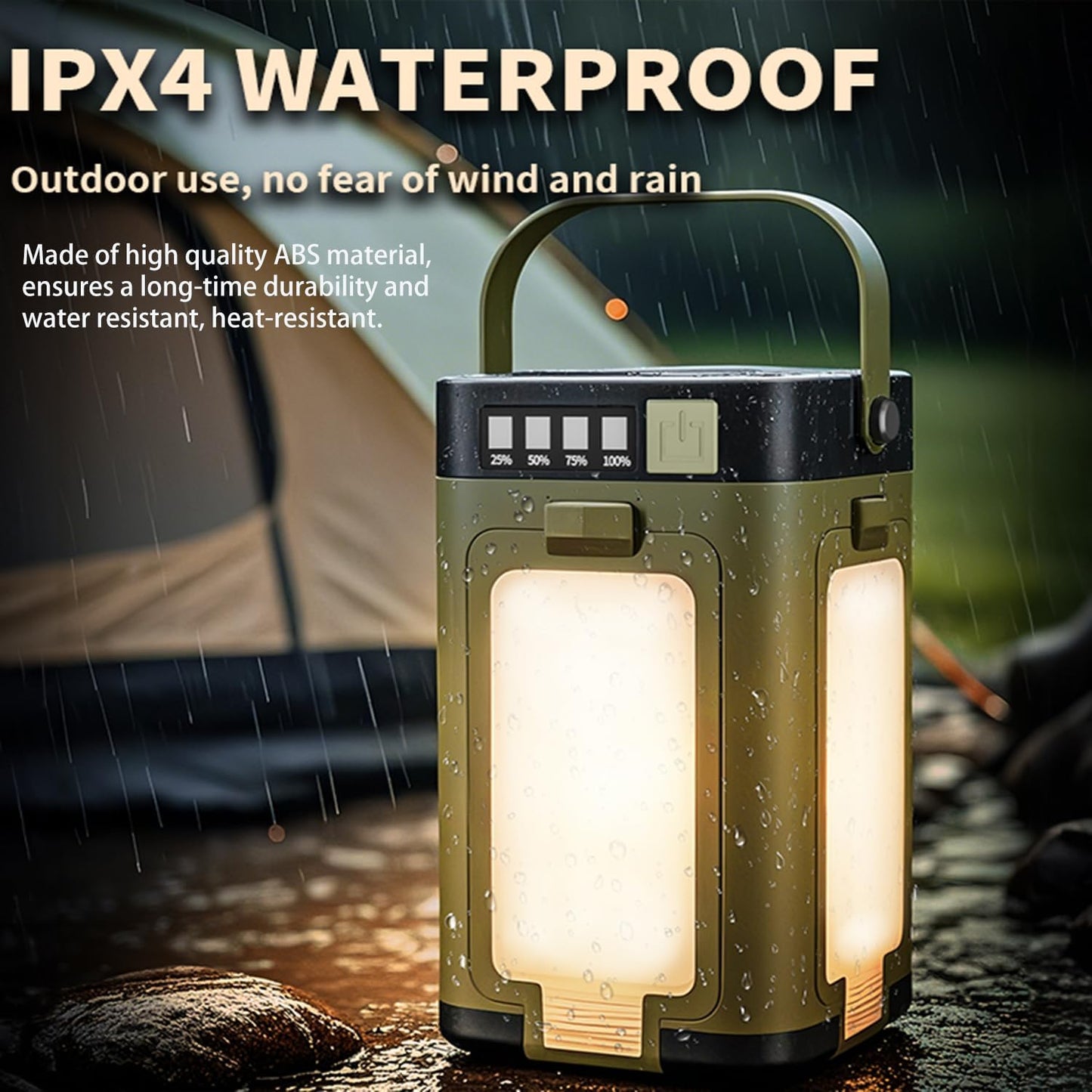Professional Outdoor Foldable Camping Light - 360° Omnidirectional Lighting, 4 Adjustable Panels, Smart Power Display, Multi - Scenario Emergency Lamp（Size: Length 18cm×Width 12cm×Height 25cm ）