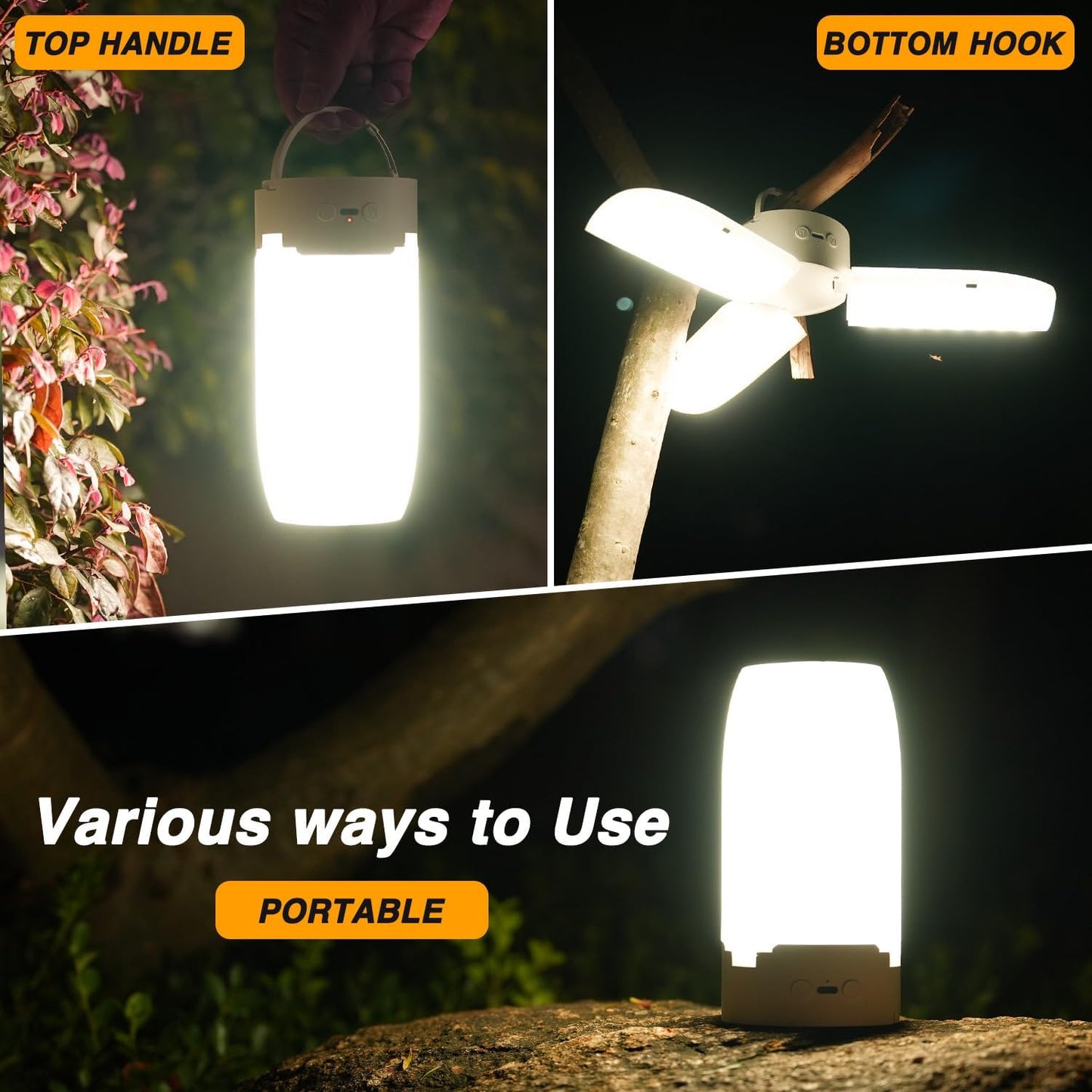 Multifunctional Foldable Camping Light - 3 High - Brightness Sources, Phone Charging, Outdoor Lighting Gadget（Unfolded Size: Diameter 18cm×Height 25cm；Folded Size: Diameter 8cm×Height 12cm ）