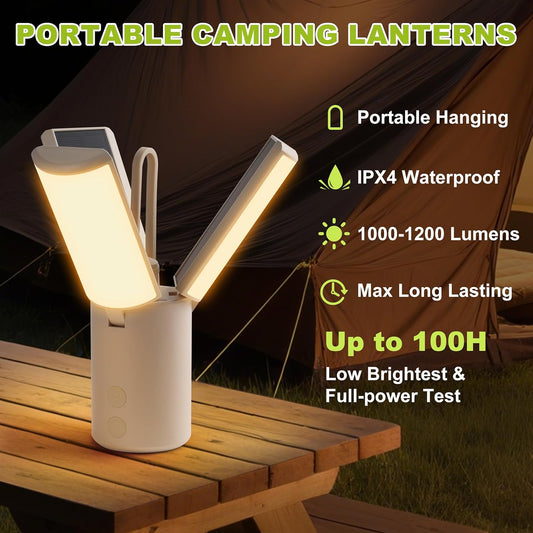 Foldable 3-Leaf Solar Camping Lantern with USB Charging, Portable LED Tent Light & Emergency Flashlight